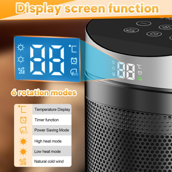 New Air Heater Home Touchscreen Remote Control Heater Desktop Electric Heater Small Sun Heater