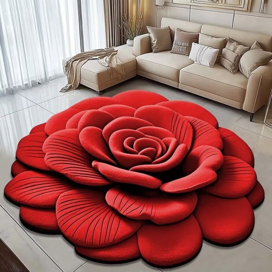 Crystal Fleece 3D Stereo Flower Alien Flower Pad Rose Flower Household Bathroom Door Pad Light Luxury Festive Household Carpet Pad